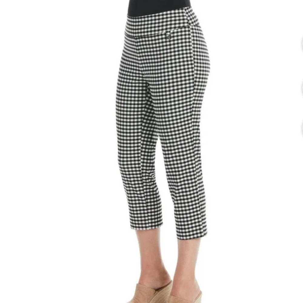INSIGHT black-and-white pull-on pants / all over stretchy fabric / Size 8